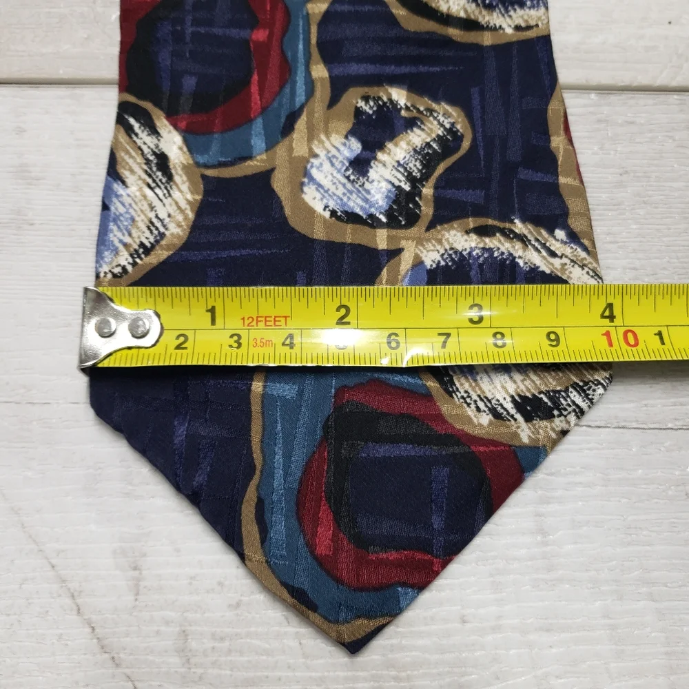 100% Silk Mens Ties Abstract Geometric Artsy Multicolor Statement Office